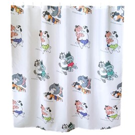 TOKYO ART Chubby Cat Sumo Wrestlers Shower Curtain Liner - Adorable Japanese Sumo Cats Design, 71 x 71 inches (Kimalite)