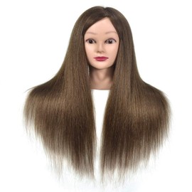 Mannequin Head 80% Percent human Hair 20"-22" Training Head Cosmetology Manikin Doll Head Practice Head for Hairdresser With Free Table Clamp