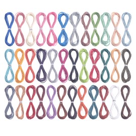 KONMAY 46 Meters 10 Colours 1.5 mm Mixed Round Leather Cord Made of Real Leather, Leather Bands for Necklaces, Jewellery