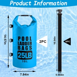 2 Pack 10L/25LB Updated Universal Pool Step Weights Sand Bag with Adjustable Strap,Waterproof 500D PVC Pool Ladder Weights,Pool Sand Stair Weights for Above Ground and in-Ground Pool Steps
