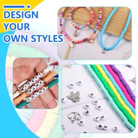 Beads for Bracelet Making, 2290 Pcs Clay Beads Letter Alphabet Beads Charms Kit for Jewellery Bracelet Crafting for Kids