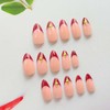 Medium Almond Press On Nails Red French Tip Fake Nails