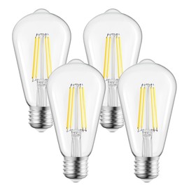 Brightown Edison Bulb, 4 Packs 750 Lumens 6W LED Bulbs 6 Watt Equivalent, Non-Dimmable E26 Vintage LED Light Bulbs, 5000K White Clear Bulbs