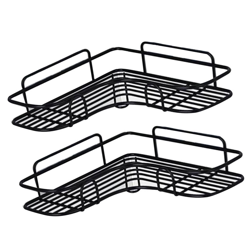 2PCS Corner Storage Rack Triangular Shower Organizer Shelf Wall Mount