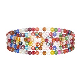 Noessla Beaded Boho Stretch Bracelet Colorful Stackable Crystal Beads Bracelets Trendy Costume Jewelry Mothers Day Gifts for Women (Colorful)