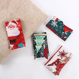 Leadigol 5Pcs Christmas Hair Band Headwear Scarves,Elegant Scarf Accessories,Bag Handbag Handle Ribbon Scarf Head Band Hairband,Printed Scarf New Year's Bow Neck Tie Long Scarf Hair Ribbon