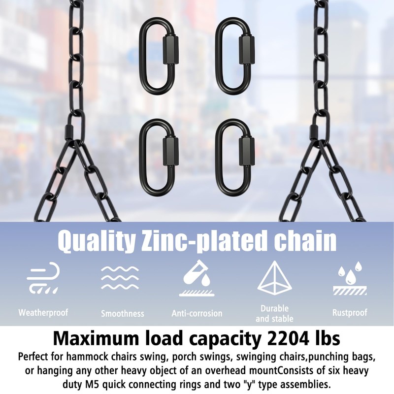 Otoolling Porch Swing Hanging Chain, Black