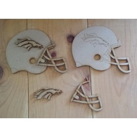 Denver Broncos unfinished helmet wood cutouts (set of 2)