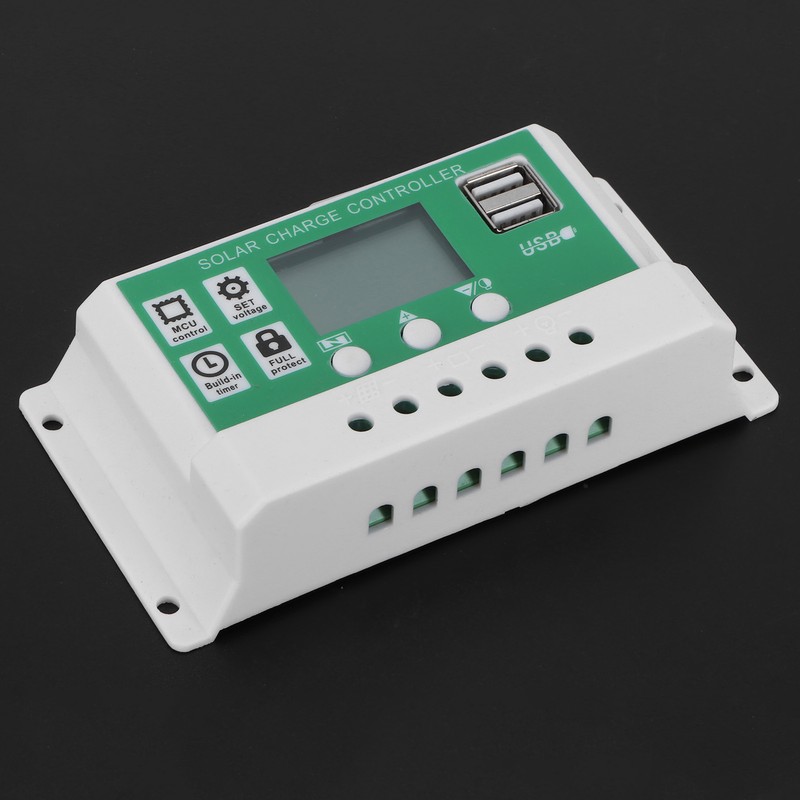 LCD Solar Charge Controller Adjustable 10A 12V 24V PWM Charging