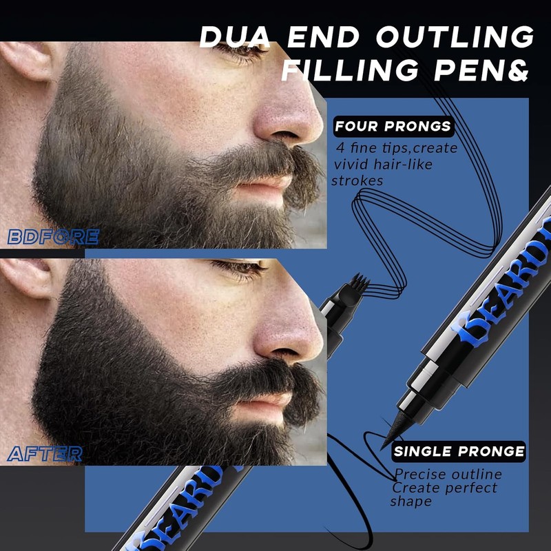 Noerrors Kit De Lápiz Para Barba, Lápiz Rellenador De Barba