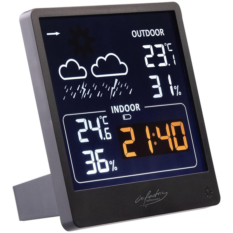 infactory Digital Barometer: Set of 2 Weather Stations with Outdoor