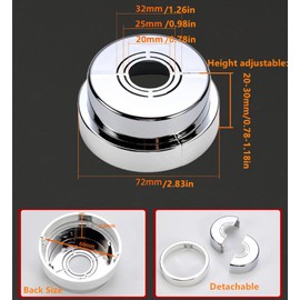 cuttable Wall Split Flange, Split ABS Lightweight Escutcheon Cover Plate,Chrome,for 10/26/33mm(0.8/1.0/1.2in) water pipes, PEX Pipe (Silver Adjustable height (20mm-32mm))