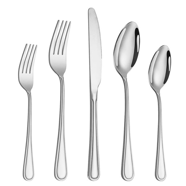 20 Pcs Silverware Set for 4 with Simple Striped Handle