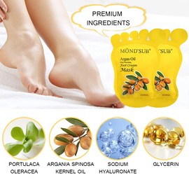 5 Pairs of MOND'SUB Honey & Almond Nourishing Foot Masks - Baby Foot Moisturizing Mask for Dry Skin to Removing Dead Skin & Repairing Rough Heels & Foot Crack