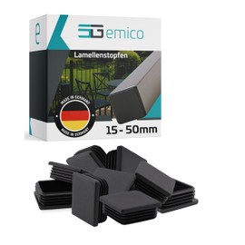 emico Lamellar Plugs 50 x 50 mm - Pipe Wall Thickness 0.8-3.0 mm - Pack of 10 Black - Square Plugs Made of Robust PE - Weatherproof and Shockproof Pipe Plugs - Ideal for Pipe Covers