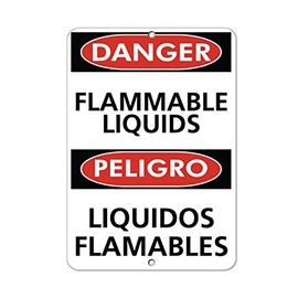 Aluminum Vertical Metal Sign Multiple Sizes Danger Flammable Liquids Peligro Liquidos Flamables and Hazmat All Over Weatherproof Street 18x24Inches
