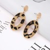 Leopard Drop Earrings Geometric Faux Leather Hoop Dangle Earring Statement