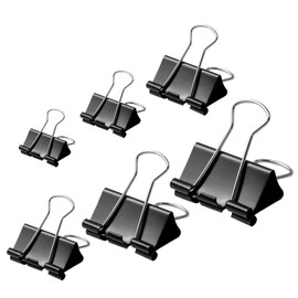 DAGONGREN 100 Pcs Binder Clips Assorted Sizes, Metal Clips for Office, Paper Clamps 6 Size, X Large, Large, Medium, Small, Mini and Micro
