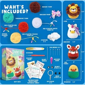 TIKA 4-Pack Beginner Crochet Animal Kit – DIY Craft Set with Video Tutorials Gift