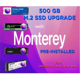 For Apple Mac 500GB M.2 SSD with macOS Monterey 12 Pre-Installed for MacBook, iMac, Mac Mini