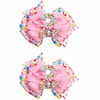 2PCS 2nd Birthday Hair Bows for Girls, 3.5" Glitter Pink