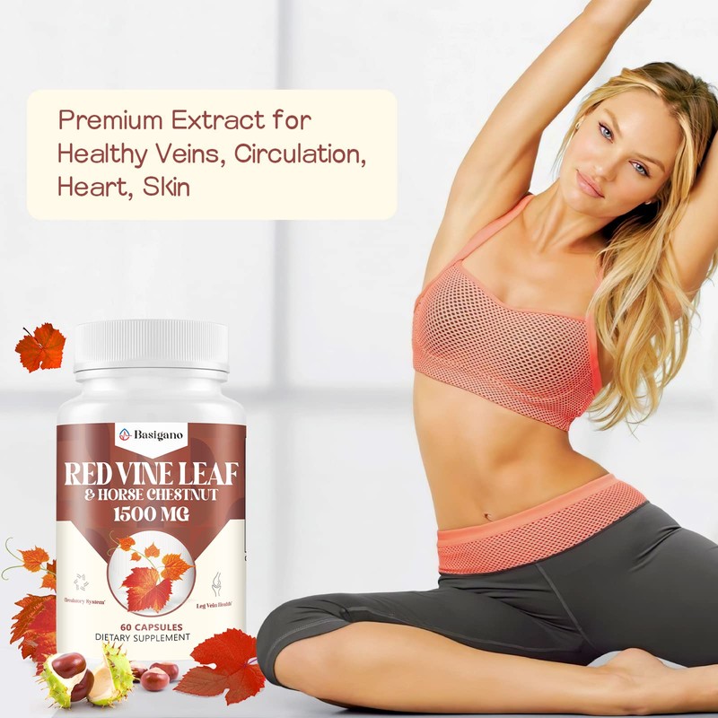 Basigano Red Vine Leaf & Horse Chestnut Extract Capsule Supplements