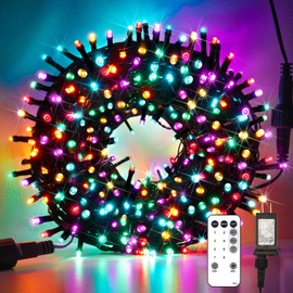 suddus Multicolor Christmas Tree Lights, 100 LED 8 Modes Blinking Christmas Twinkle Lights with Remote, Colored Christmas String Lights for Outdoor Indoor Party Decoration, Plug in, Connectable