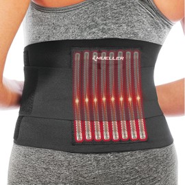 MUELLER - Soporte de espalda ajustable para medicina deportiva, ideal para dolor de espalda superior e inferior, alivio y apoyo para hombres y mujeres, cepas, ciática, escoliosis, negro, talla única