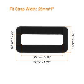 sourcing map 30Pcs Plastic Rectangle Ring, 1-1/2 Inch Webbing Belt Buckle Slide Loop for Backpack Straps DIY Accessories, Black