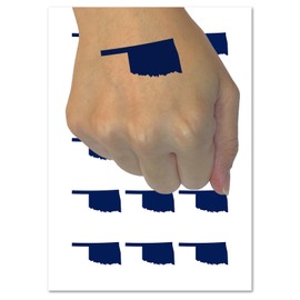 Oklahoma State Silhouette Temporary Tattoo Water Resistant Fake Body Art Set Collection - 15 2" Tattoos (1 Sheet)