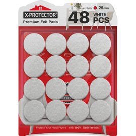 Felt Furniture Pads X-PROTECTOR - 48 Premium Felt Pads Floor Protector - Chair Felts Pads for Furniture Feet Wood Floors - Best Furniture Pads for Hardwood Floors - Protect Your Hard Floors! (White)