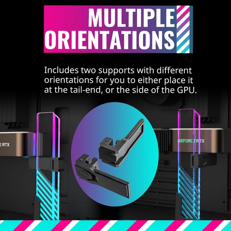 Cooler Master MasterAccessory ARGB GPU Support Bracket, Edge-Lit ARGB Tempered