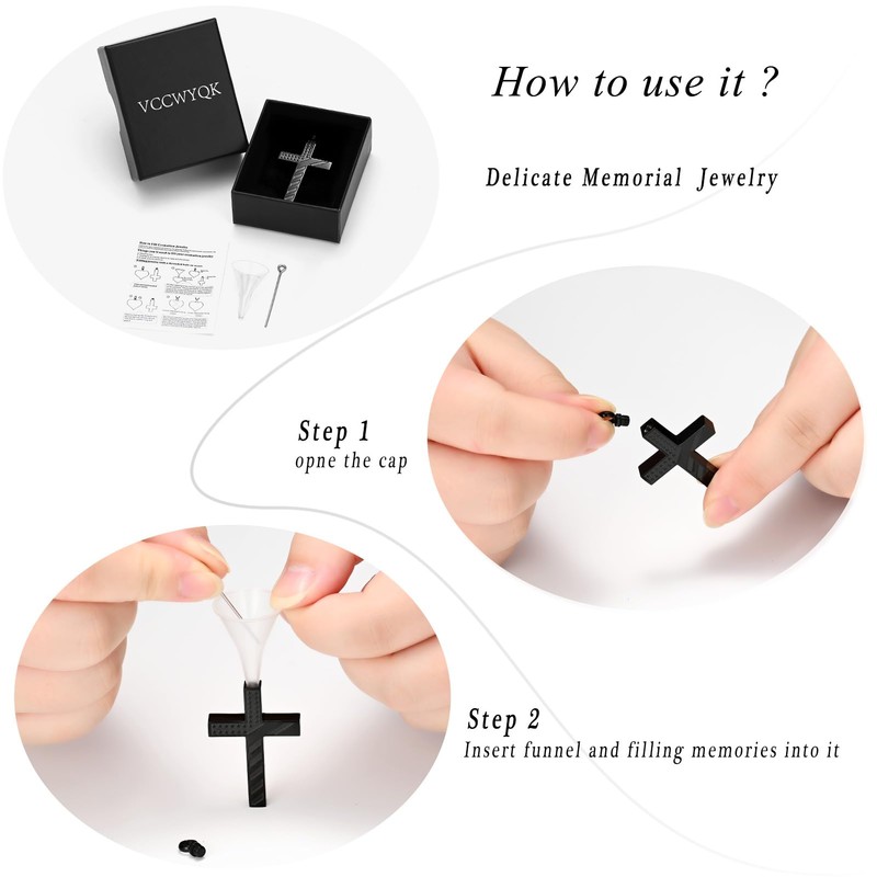 American Flag Cross Urn Necklace for Ashes for Men Women