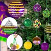 16Pcs Mardi Gras Ball Ornaments, Shatterproof Mardi Gras Decoration Tree