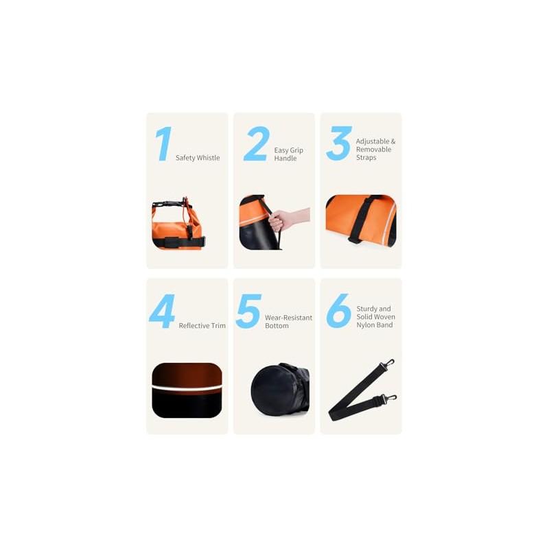 ECOHUB Bolsa Seca Impermeable para Hombres y Mujeres, 5L/10L/20L, Ligera,