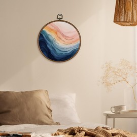 XBBMGG Inhale Exhale Mental Health Wall Art Decor - Therapy Office Round Wall Hanging Decor, Meditation Calming Breathe Framed Canvas Prints for Therapy Counselling Room Decorations, 10x10inch