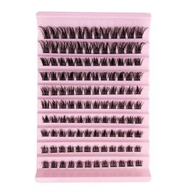 GGOKOK Lash Clusters Wispy DIY Lash Extension 8-16mm Eyelash Clusters 120 pcs Natural Cluster Lashes Individual Lashes Clusters at Home D Curl Fluffy Eyelash Extensions(D07)