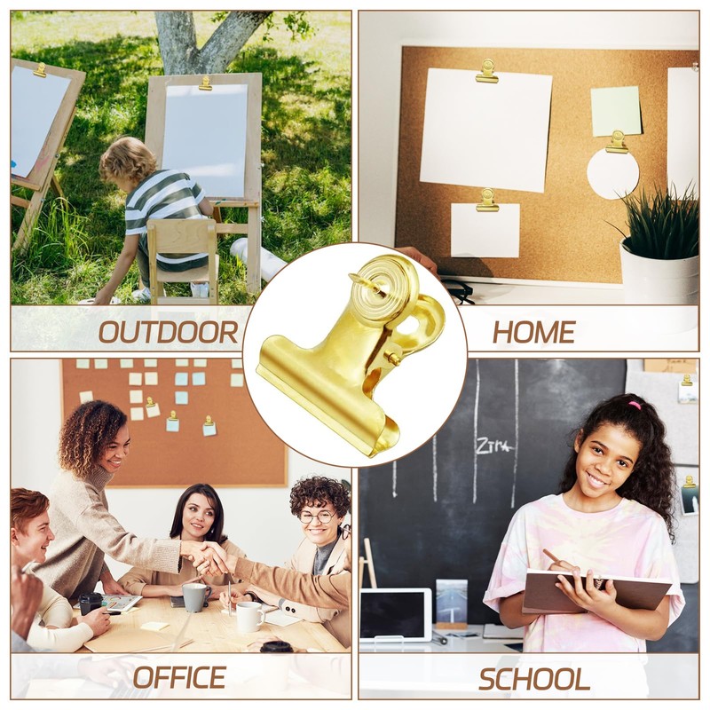 BLMHTWO 30 Pieces Thumb Tacks Clips Gold Heavy Duty Push