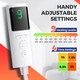 Electric Foot Warmer for Men and Women, Feet Heating Pads Electric Feet Warmer with LCD Display & 9 Temperature Setting Heated Foot Warmers for Bed, Under Desk, Office,Home, Christmas Gifts (Grey)