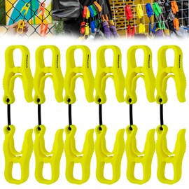 BOZZYS Glove Clips for Work 6-Pack | Yellow A-Shaped Anti-Drop Clips with Closed Buckle | Never Lose Gloves on Construction Sites! OSHA 360° Rotation for Tool Belts & Hard Hats