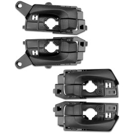 QAGGUM 4 Pcs Interior Door Handle Set Front Rear Left Driver Right Passenger Side Compatible with Hyundai Sonata 2008 2009 2010, Replace HY1352135 HY1353135 826103K520HZ 826203K520HZ, Black