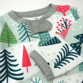 HonestBaby 2-Pack Sleep and Play Footed Holiday Pajamas One-Piece Sleeper Zip Organic Cotton Pjs Baby Boys, Girls, Unisex, Feelin' Pine, 6-9 Months