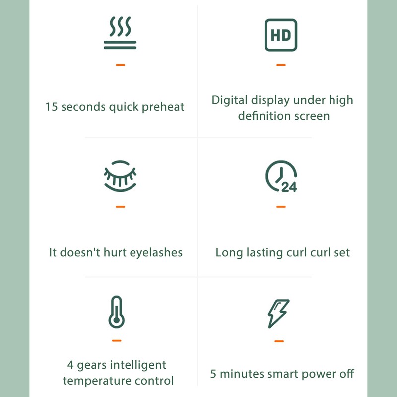 Heated Eyelash Curler Long Lasting Mini 4 Temperature Setting Rechargeable