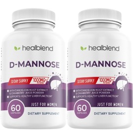 D-Mannose 1000mg Capsules with Cranberry Juice Powder, Hibiscus, and Dandelion Extracts - 30 Day Supply for Urinary Tract Health (2)