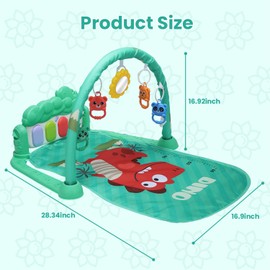 MZMSBAO Baby Gyms Play Mat, Infant Toy Play Mat Activity Center, Baby Play Piano Mats with Music and Lights, Activity Padded for Babies Newborns and Toddlers Boys and Girls 0-12 Months, Green