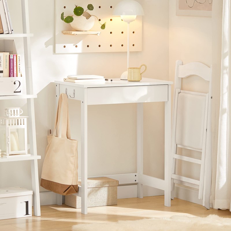 SoBuy White Small Desk with Drawers, Mini Table Computer Writing
