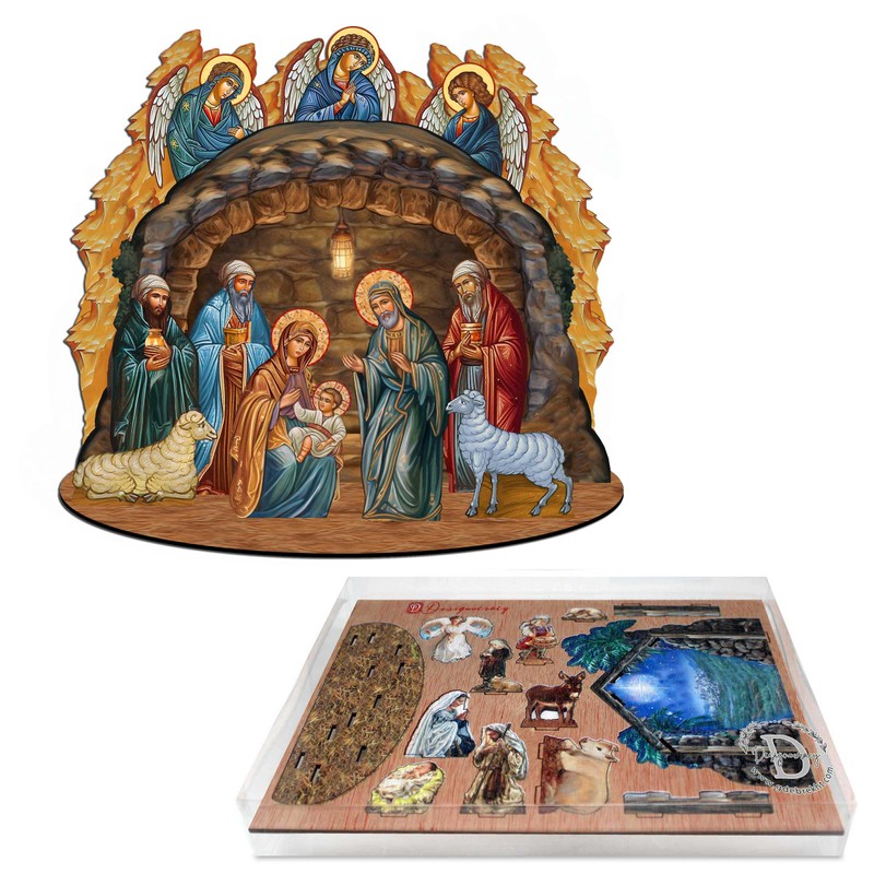Orthodox Nativity Scene with Angels Décorative Set by G. Debrekht