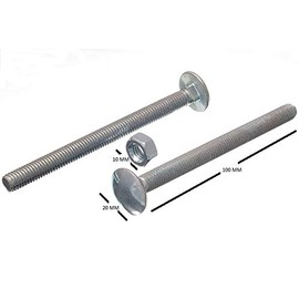 10 x Carriage Bolts and Nuts BZP Galvanised M8 x 100 Weatherproof