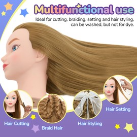 Neverland Beauty Mannequin Head with Hair with Tripod Stand, 20 Inch Cosmetology Manikin Practice Braiding Doll Head for Hair Styling, Training Head for Braiding Hairdressing for Kids