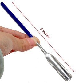 A2Z-VL004 Stainless Steel Micro Lab Scoop Half Rounded Spoon Spatula Sampler, with Vinyl Handle 6" (15.24 cm)
